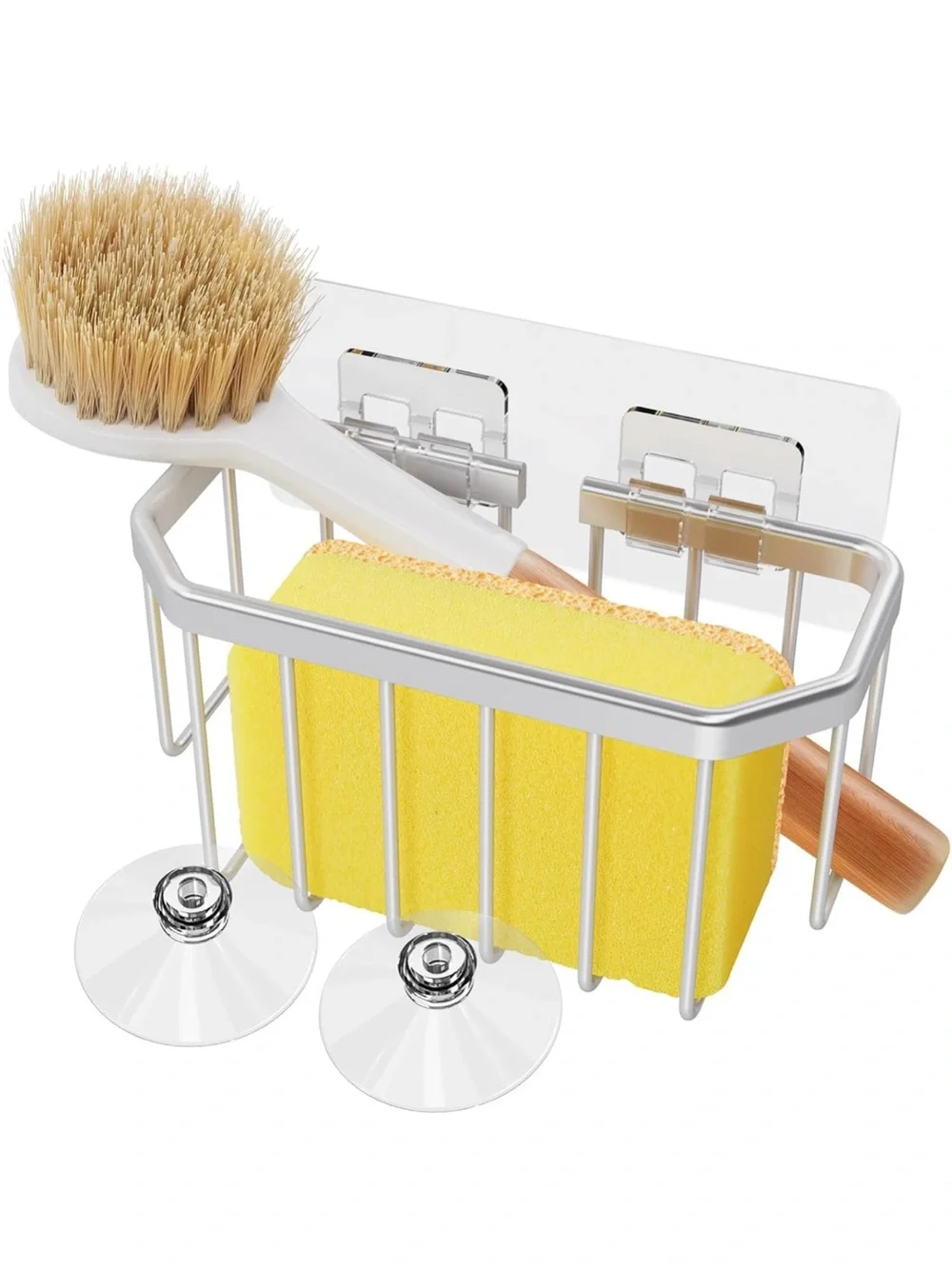 Stainless Steel Sink Caddy with Suction Mount - Silver